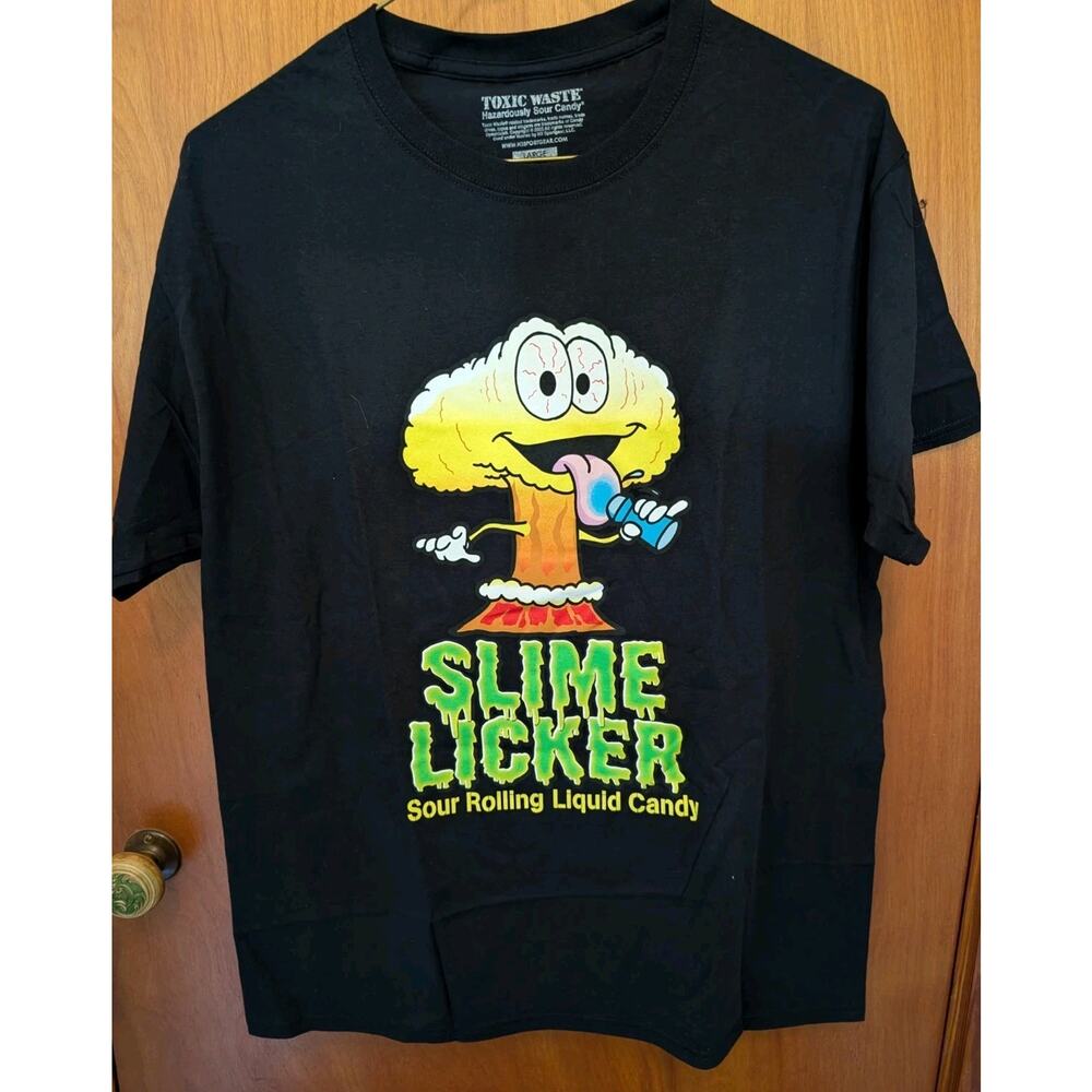 Toxic Waste Slime Licker Sour Roll Candy Liquid Black SS T-shirt Size Large NWOT
